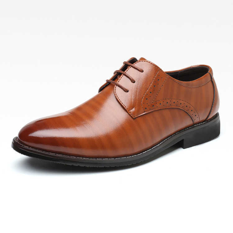 Aofu Shoes 2289 Four Seasons New Mens British Pointed Business Casual Leather Shoes OPP Bag Packaging Without Shoe Box