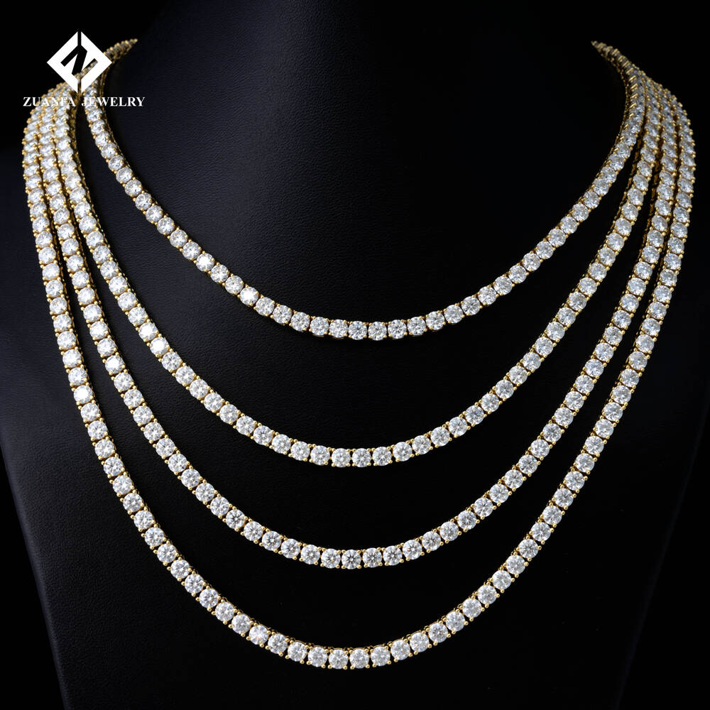 Factory Price 925 Silver 2mm 3mm 4mm 5mm 65mm Diamond Hiphop Jewelry VVS Moissanite Necklace Moissanite Tennis Chain Necklace