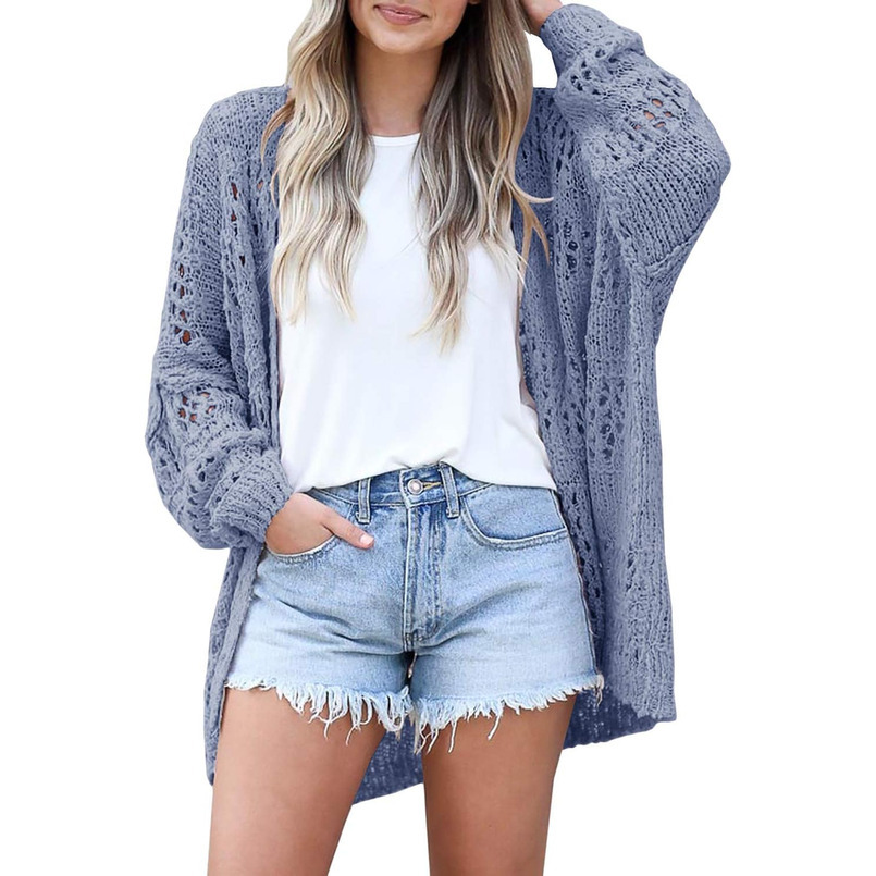 Womens Crochet Cardigan Sweater Kimonos Boho Solid Color Oversized Fall Open Front Outwear