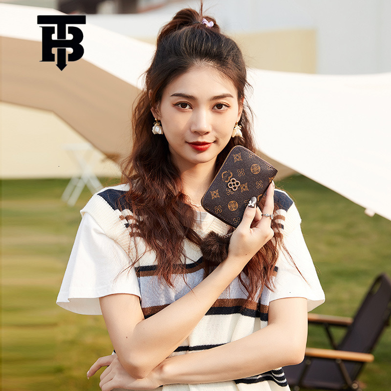 Luxury Bag TB BHULAMTE Designer Bag 2023 New Circle Heart Star Clover Print Clover Pom-pom Decoration Multi-card Slot Short Coin Purse