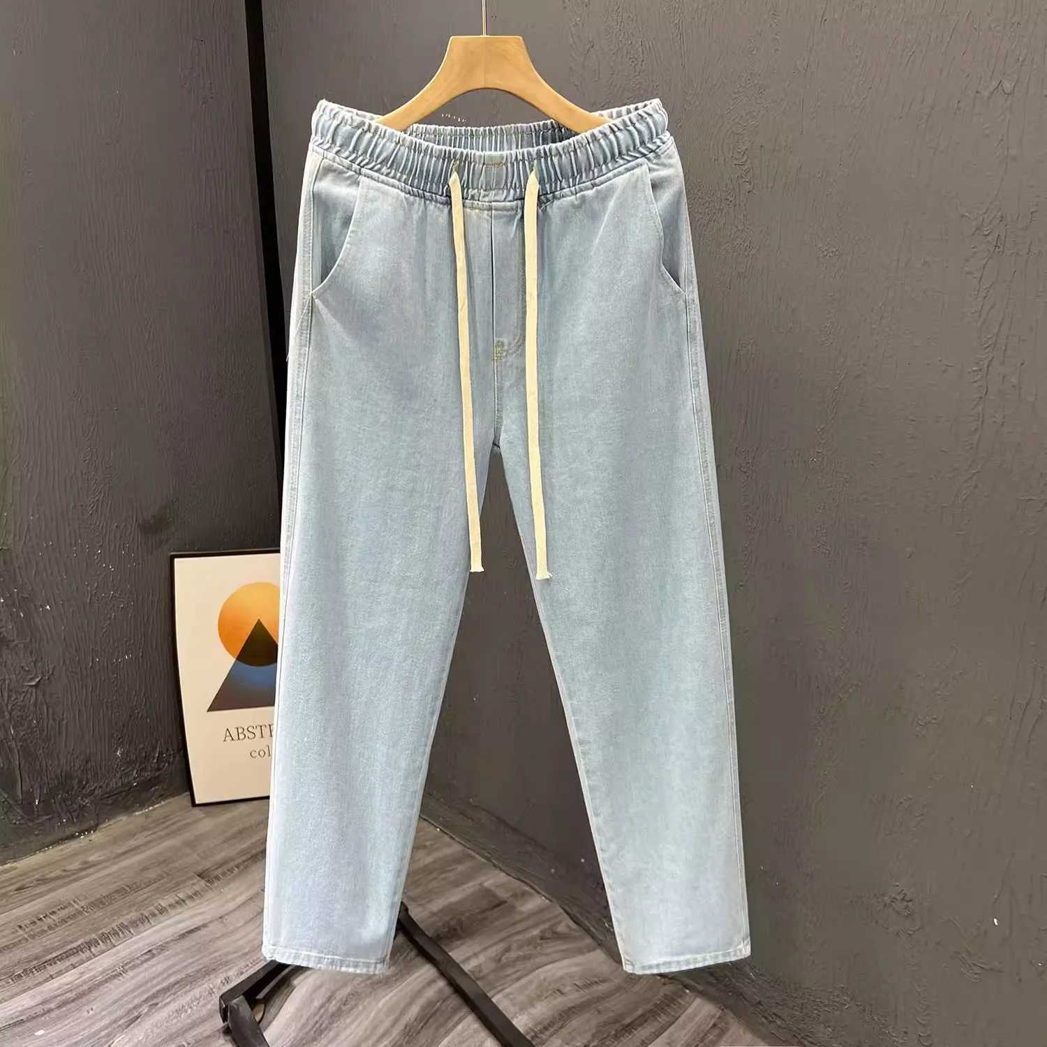 Mens Loose Fit Work Jeans Durable Construction Workers Casual Straight Leg Blue Denim Trousers for Spring Summer Autumn W250905