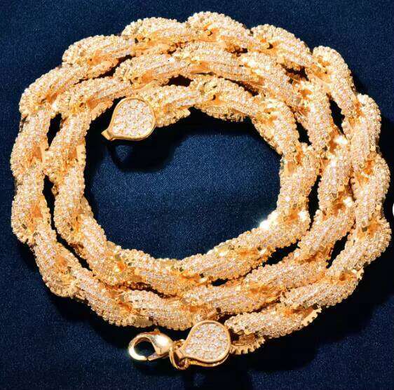 Wholesale VVS D Color Moissanite Necklace Hip Hop S Sier Men's Cuban Link Iced Tennis Rope Chain Bracelet Jewelry