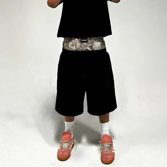 2025 Spring and Summer New Casual Simple Couple Fashion Creative Double Waist Folded Shorts