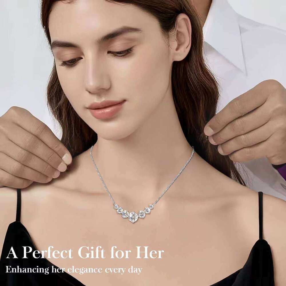 Moissanite Pendant 1.7CT/2.8CT/5CT VVS1 Lab Created Dia Necklace Anniversary Romantic Women Gifts S Sterling Sier Chain