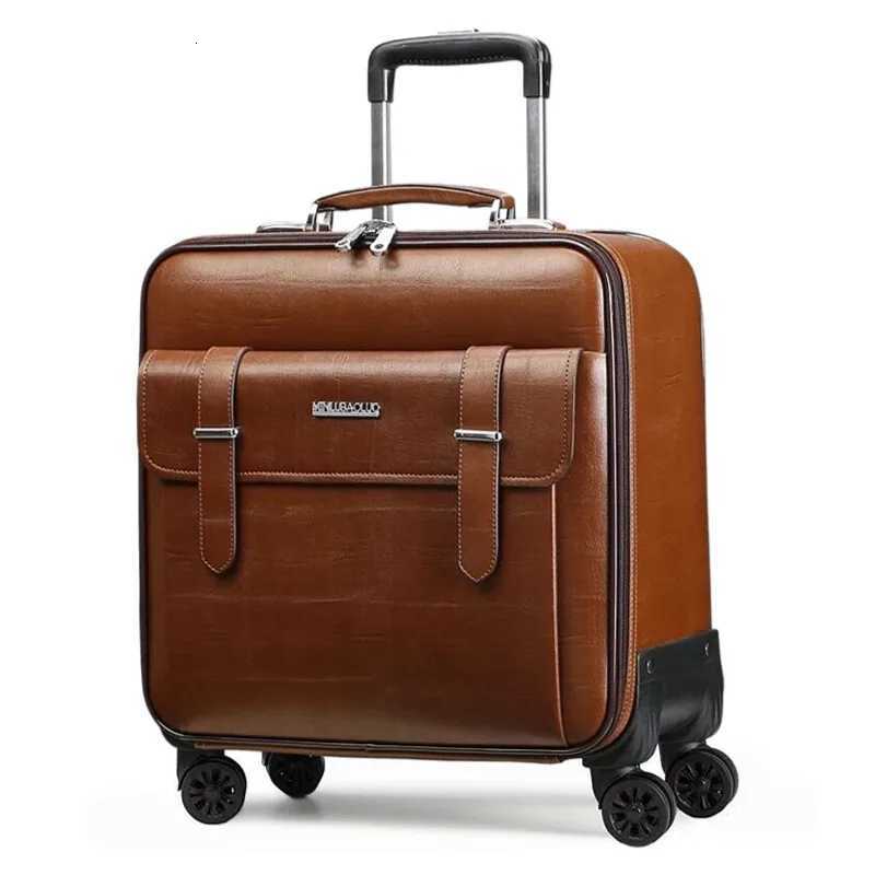Genuine Leather Suitcase Trolley Men Carry On Luggage with 4 Spinner Wheels Business Travel Suitcase Z250905