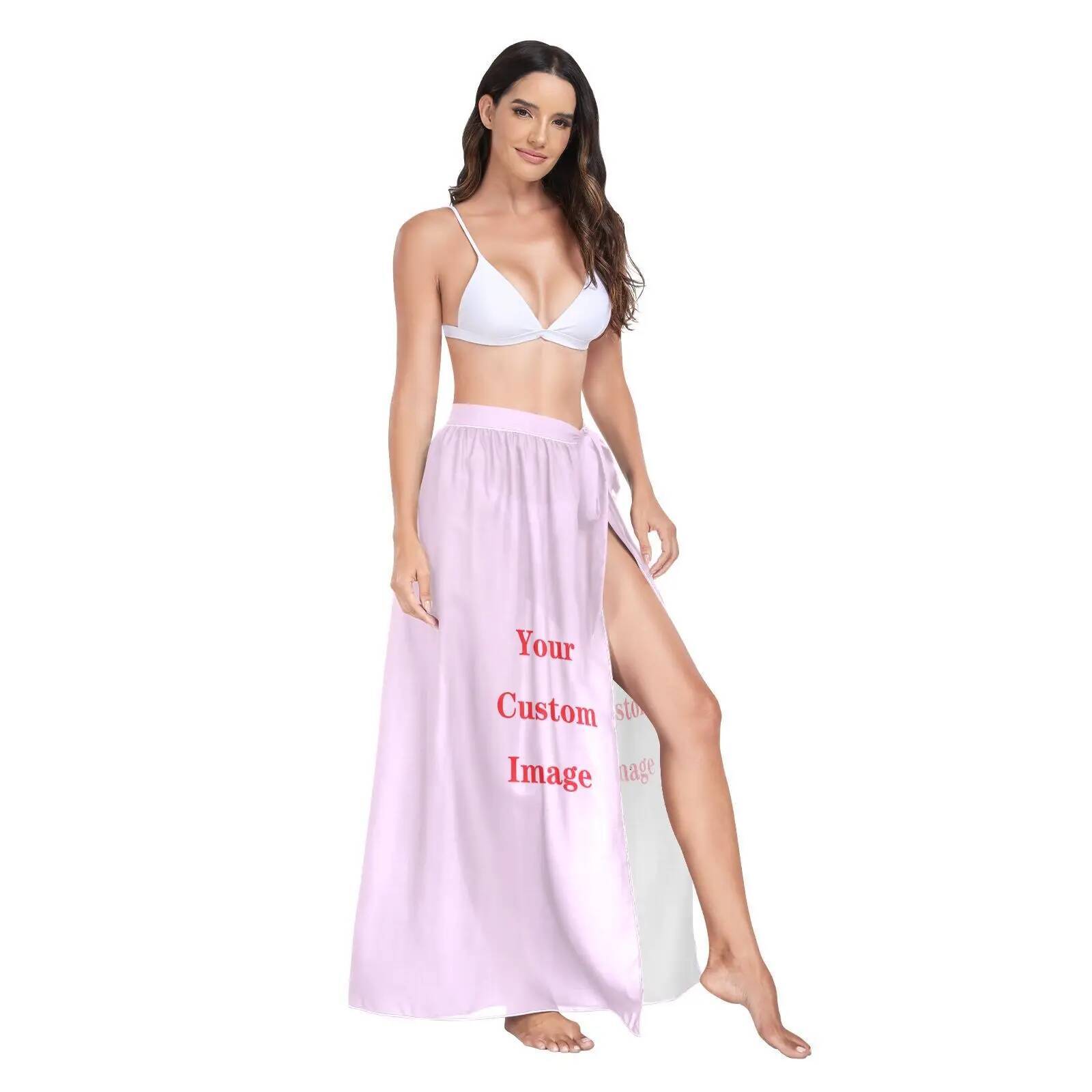 Strappy Customized images printed summer beach dress for women bohemian loose Women's Swimwear Cover Ups