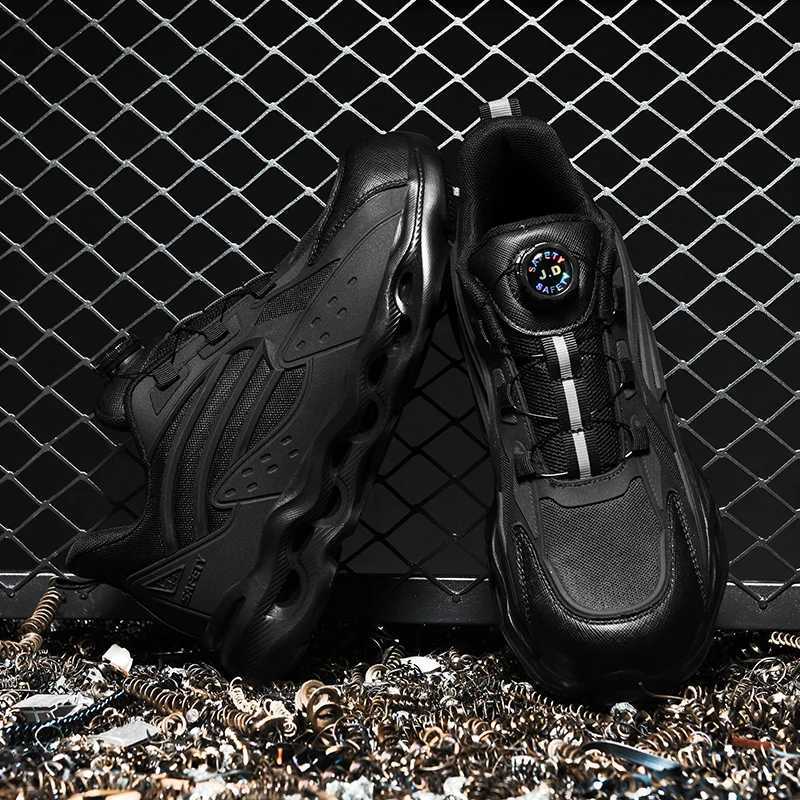 Rotating Button New Safety Shoes Men Antismash Antipuncture Work Shoes Fashion Men Sport Shoes Security Protective Boots Men Z250905