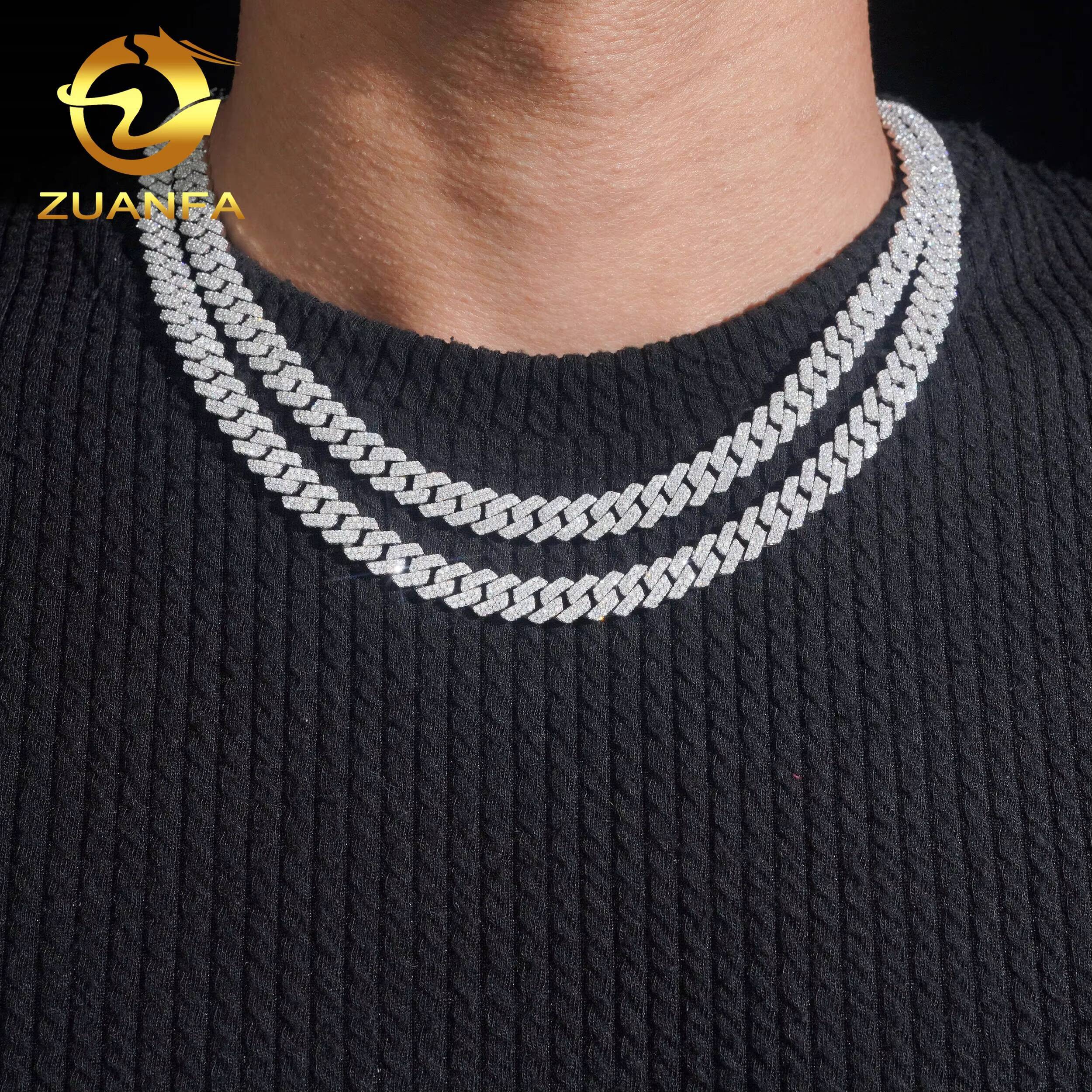 Local Stock Fast Shipping GRA Certificate Moissanite Diamond Hip Hop 925 Silver 8mm Cuban Link Chain