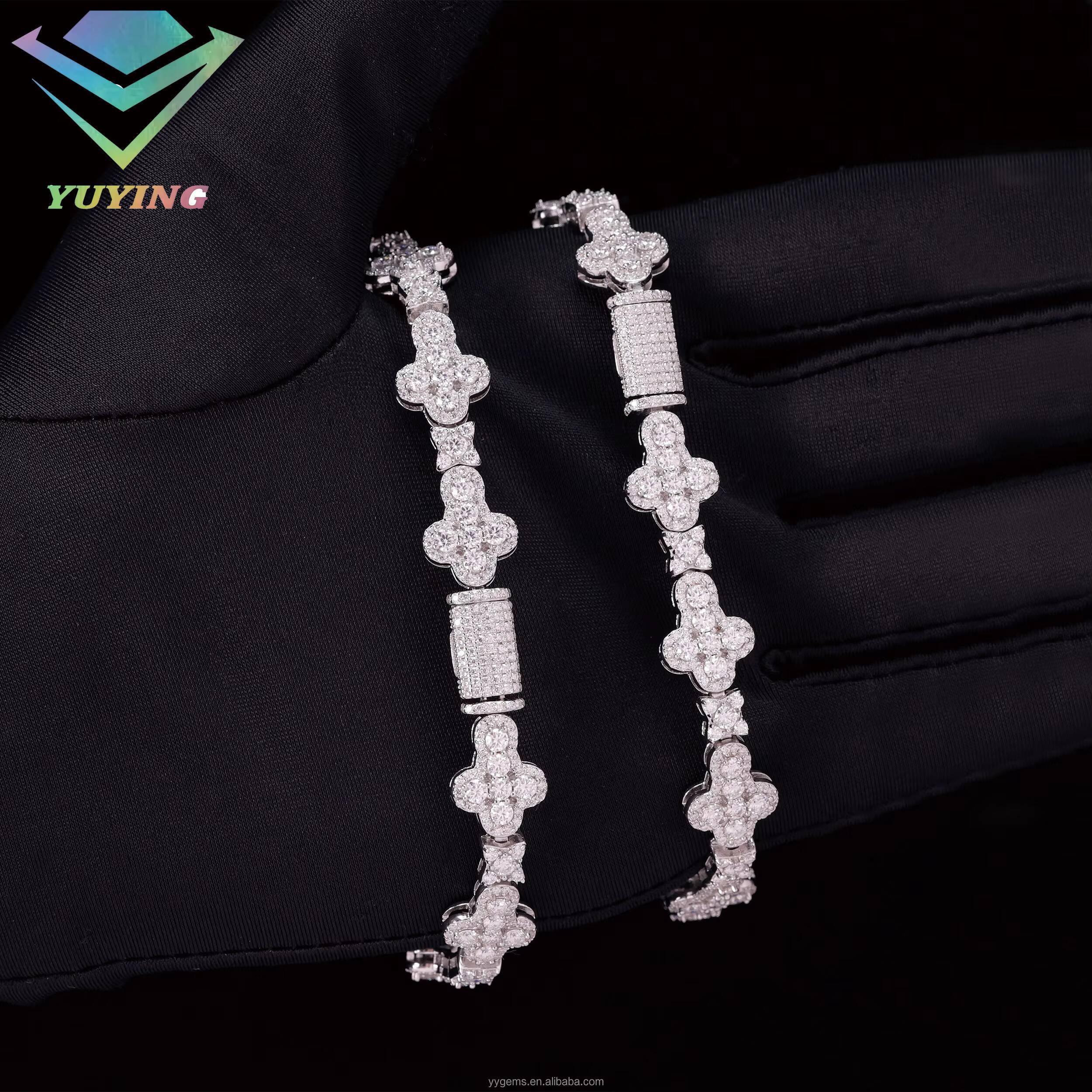 New Design Mossanite Cross Bracelet 15mm Solid S925 Silver Men Women Bracelet VVS Diamond Cuban Bracelet Hip Hop Jewelry