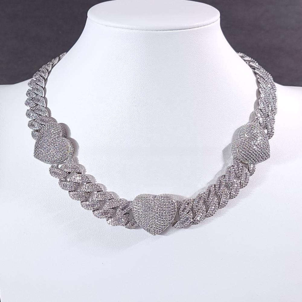 Direct Factory Supply Sterling Sier Iced Out Moissanite Dia Cuban Link Chain Available at Sale from India