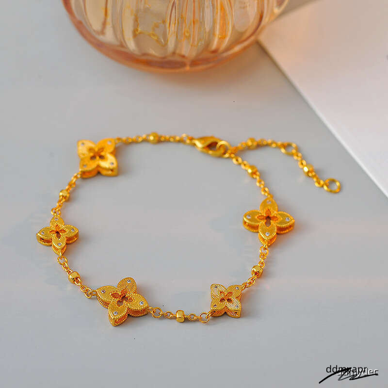 Lucky Clover Necklace Bracelet Earrings Gold Plated Chain ddmydec Jewelry Set For Women Lightweight Elegant Gift 3Pcs ddmydec