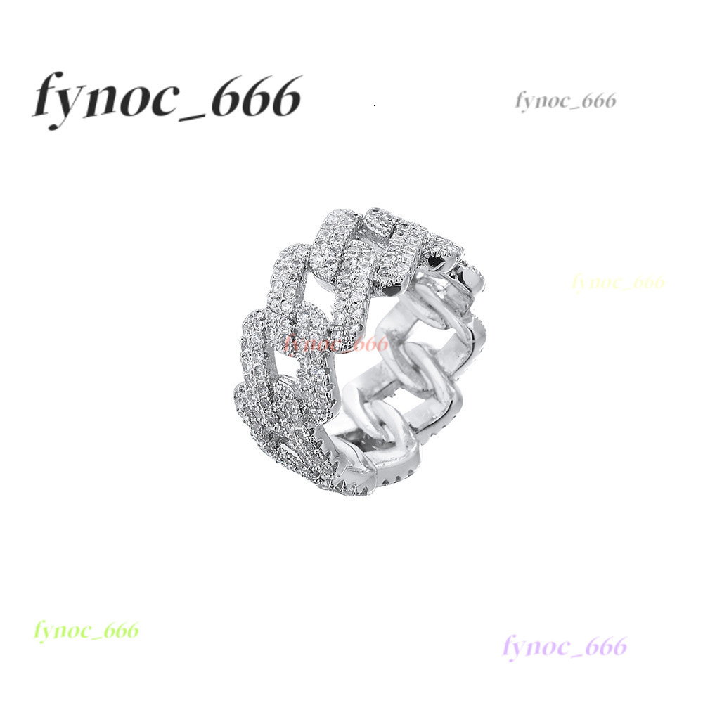 Hot Selling Hip Hop Real Gold Plated Brass Couple Finger Ring Iced Out Cuban Link Chain Ring for Men Fashion Jewelry