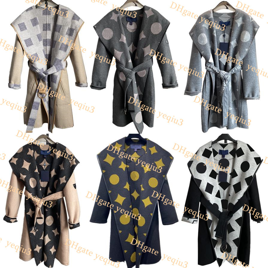 Trench Coat Woman Wool Coat Womens Designer Long Winter Coat Fashion Jackets Windbreaker Woolen Overcoat Hooded Cloak with Belt Slim Fit Cashmere Black Coats