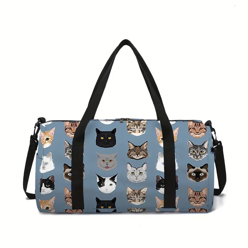 Cartoon Cat Head Large Capacity Luggage Bag Gifts 3D Cartoon Travel Duffels Hand Bag 250903