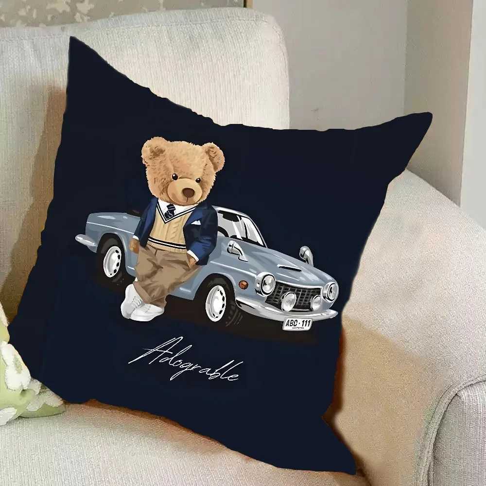 BaronFFilou Nordic Luxury Bear Cushion Geometric Linen Art Playful Home Decor Premium Soft Durable Machine Washable Kids Room Living 1 Y250906