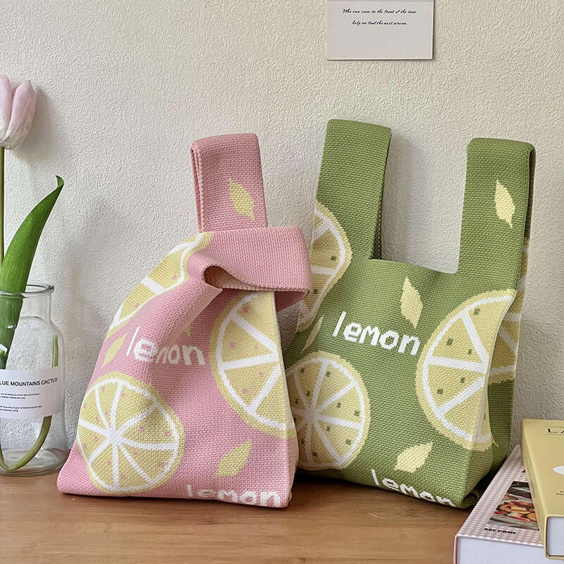 INS New Fruit Style Knitted Handbag Versatile Women's Shoulder Bucket Gift Bag