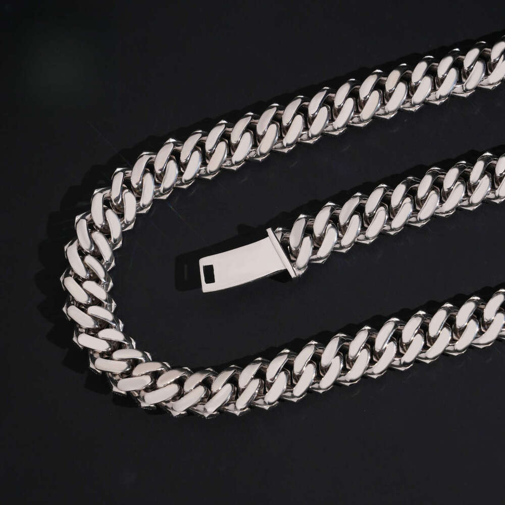 15mm Hip-Hop Rap Singer Necklace Through Diamond Testing Instrument VVS Jade Stone Cuban Chain Men's Style