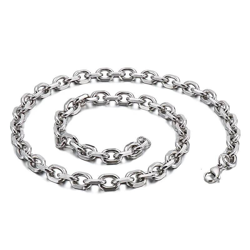 Whole Sale Mens 6mm Silver Stainless Steel Cross Link Chain Necklace Fashionable Welded Jewelry for Mens Trendy Gift
