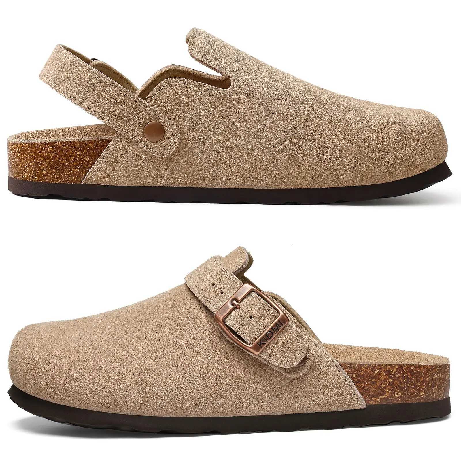 Crestar New Brooklyn Womens Suede Clogs Cork Footbed Cow Leather Mules With Adjustable Slingback Fashion Slip on Potato Shoes W250905