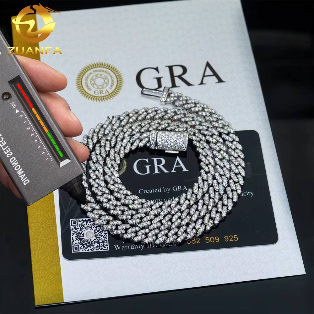 Pass Diamond Tester 6mm 925 Sterling Silver Hip Hop Iced Out Vvs Moissanite Diamond Cuban Link Chain