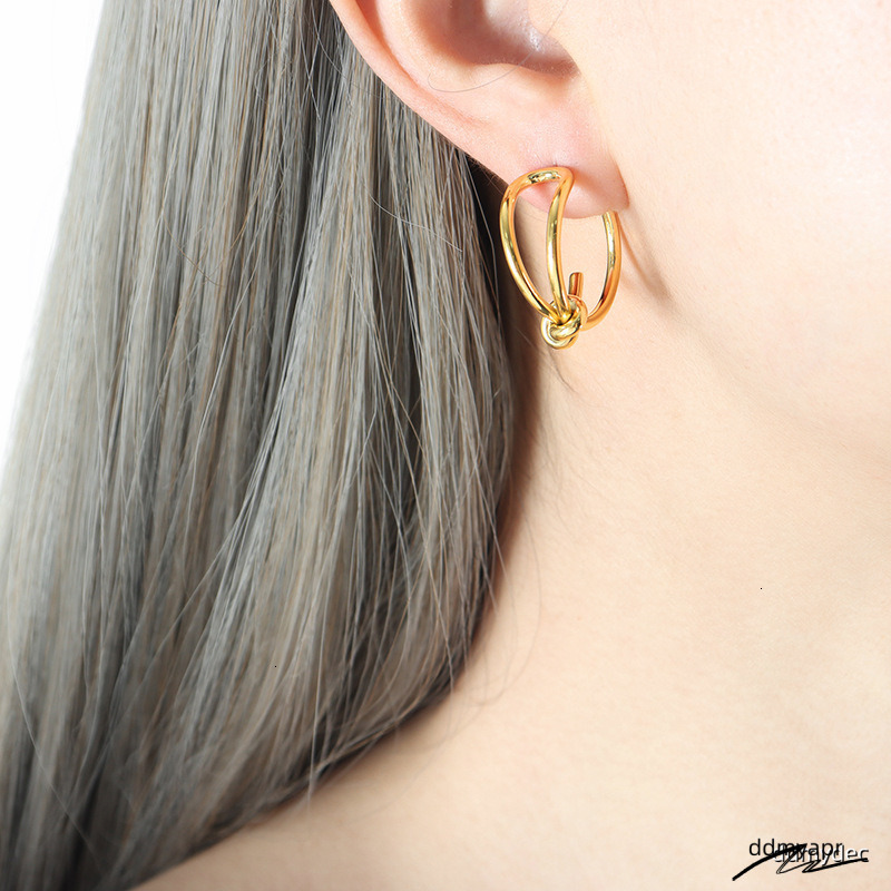 Designer Lady Stainless Steel Gold ddmydec Knot Earrings For Women C-Shaped Light Jewelry Wholesale ddmydec