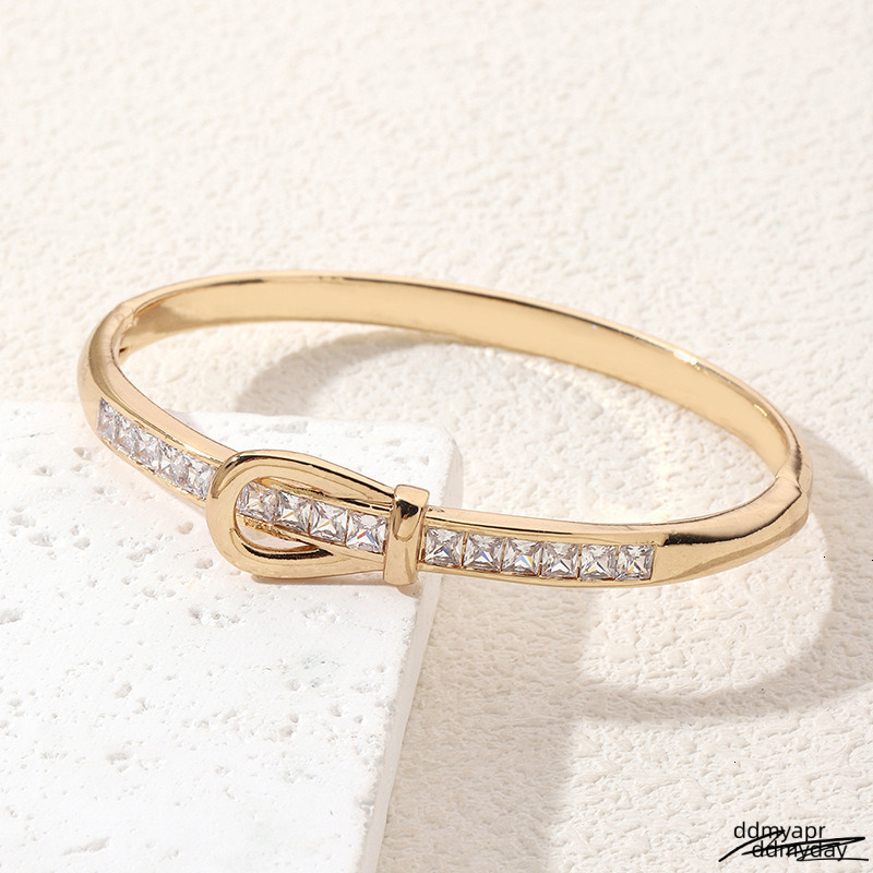 Iny Rhinestone Inlay Bangle Glitter Steel Bracelet Classic Women's Open Bracelet250711 ddmyday