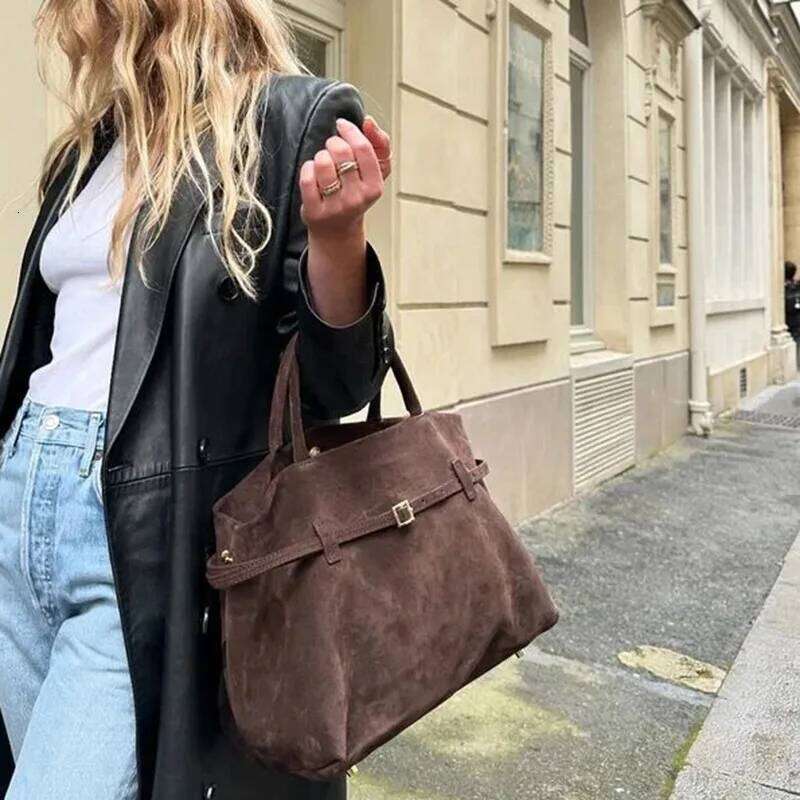 Autumn and winter new frosted suede belt buckle hand-held tote lazy style commuting women's bag