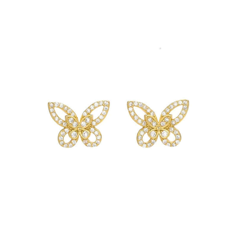 DH collections: New S925 Silver Fashionable Butterfly Full - diamond Stud Earrings for Women