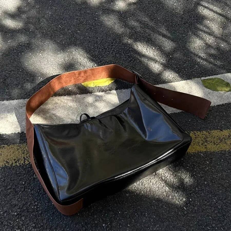 JIAERDI Retro Black Messenger Women New Pu Leather Large Capacity Tote Bag Handbag Ladies High Street Casual Crossbody Bags high-quality