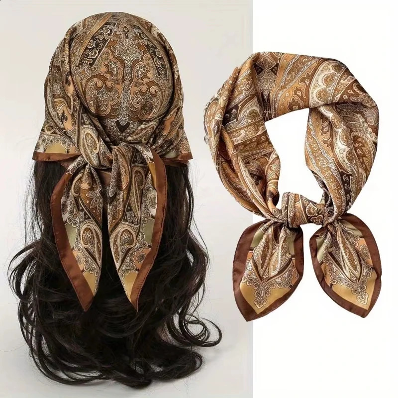 Fashion 70X70cmPrinted Womens Scarf Pashmina Silk Scarf Square Shawl Decorative Headband Neck Bandana 250904