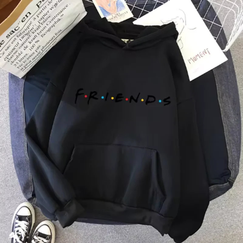 Women Friends Print Hoodie Long Sleeve Pullover Fashion Clothing Casual Solid Color Female Spring Autumn Fashion Streetwear250905