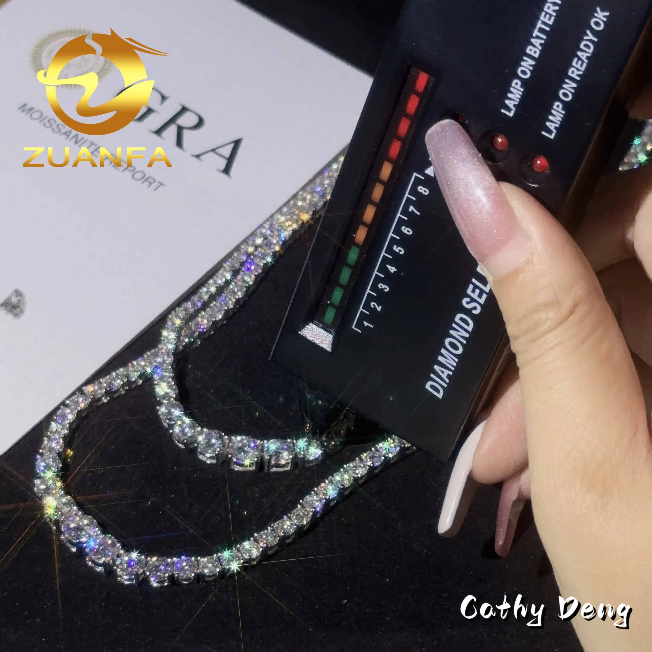 New Arrival 3mm 925 Silver Moissanite Tennis Necklace Iced Out Jewelry Moissanite Diamond Tennis Chain GRA Certified