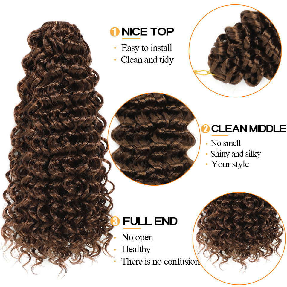 22 Inch Deep Wave Synthetic Crochet Hair Beach Curl Water Wave Gogo Curl Afro Ocean Wave Bohemian Braiding Extensions for Black Women 1pcs