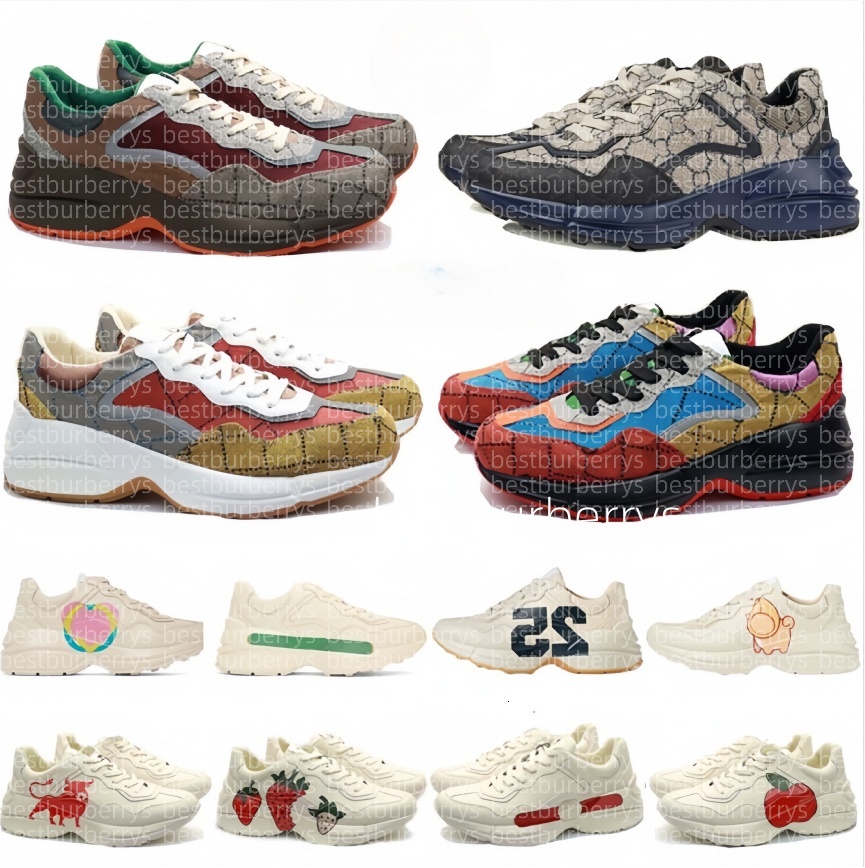 Rhyton Sneakers Designer shoes Multicolor Sneakers Beige Men Trainers Vintage Chaussures Ladies casual leather Shoes Sneaker shoe