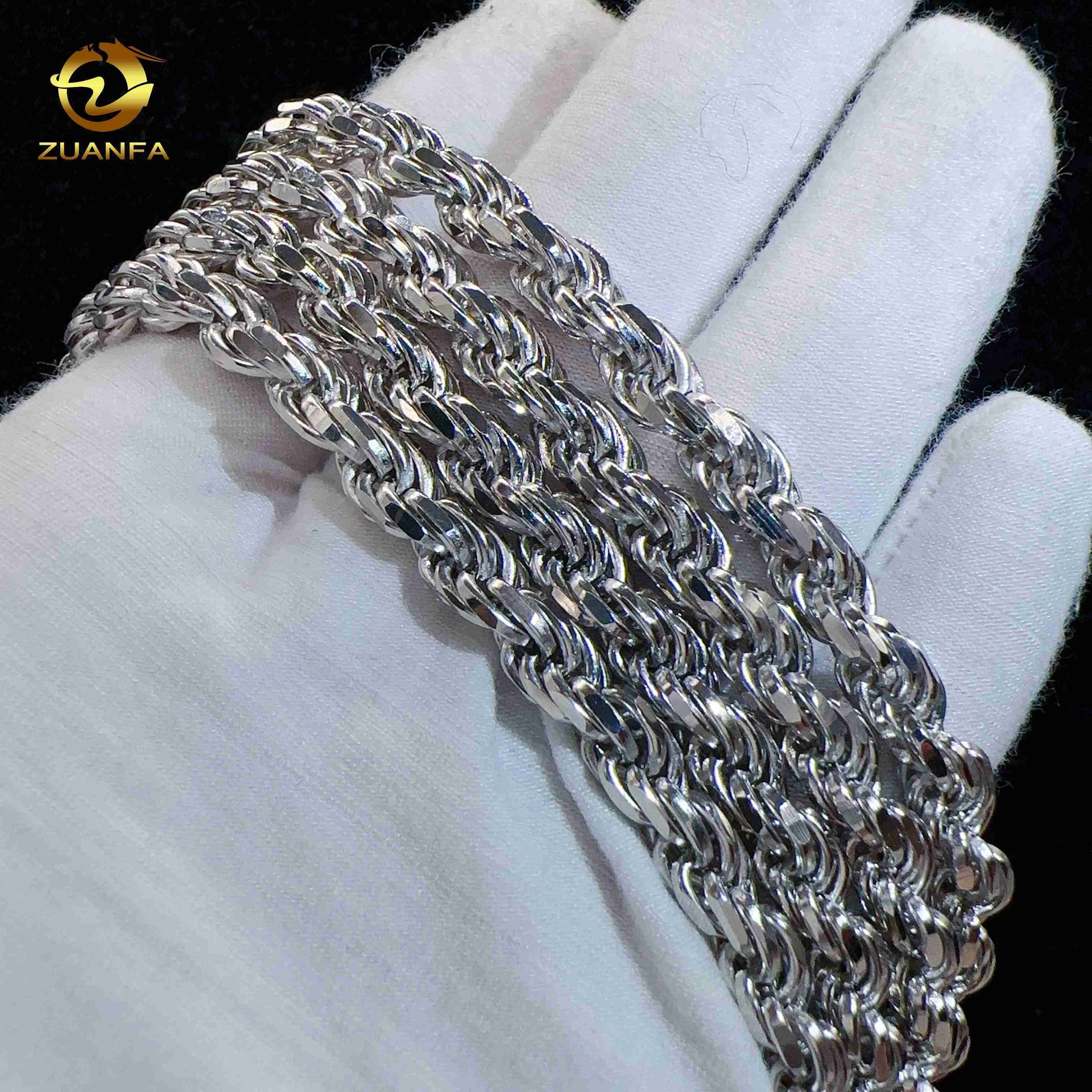 Moissanite Hip Hop Jewelry 6mm 925 Sterling Silver Rope Chain VVS Diamond Chain for Menwomen