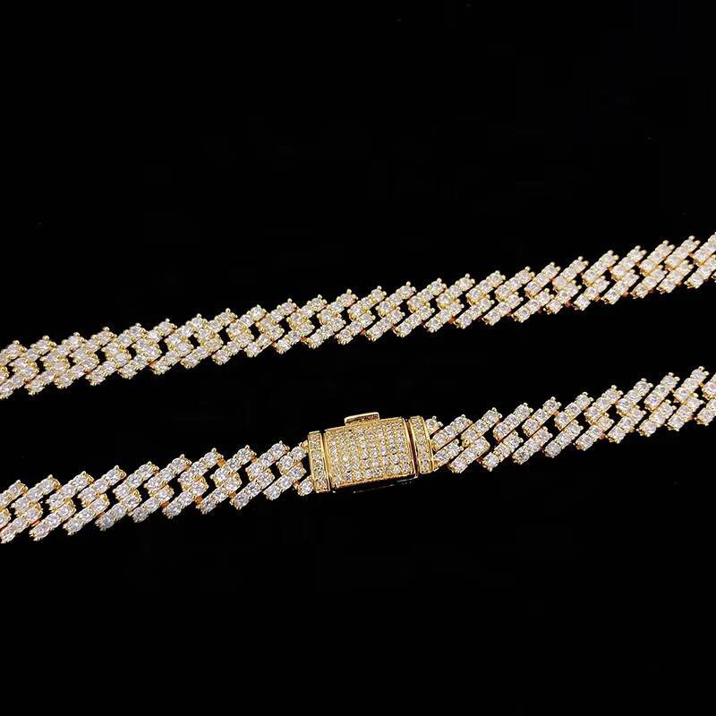 Iced Out Micro Pave Lab Diamonds Hip Hop Cuban Link Chain Necklace Moissanite Jewelry