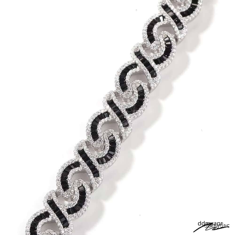 Ice Cold Stick Long Fork Set ddmydec Unlimited Chain Black Pink Square Zircon Gold-Plated Cuban Necklace Men's Jewelry ddmydec