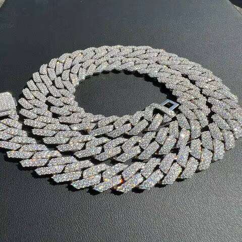 Lab Created 22mm Moissanite Cuban Fashionable Chain & Link Bracelet