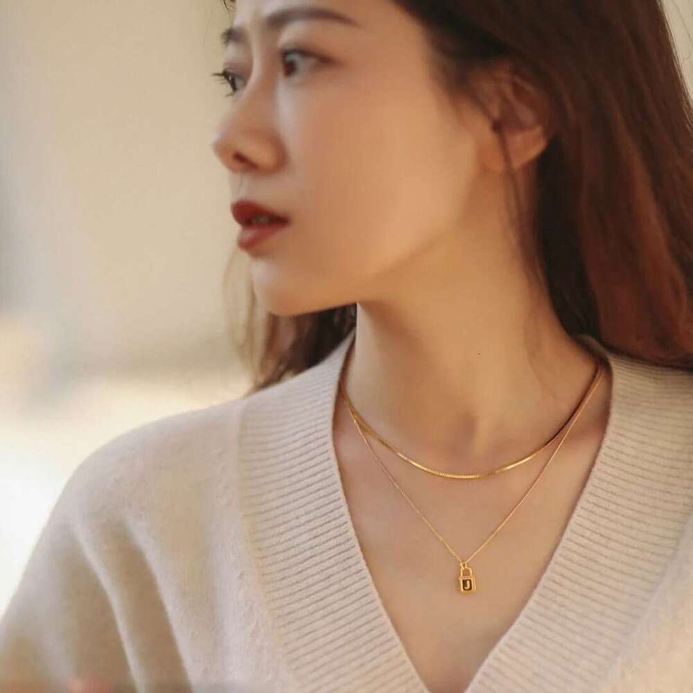 DH collections 2025 Summer: Women's Personalized 26 - Letter Lock - Pendant Necklaces with 925 Silver Snake Chain