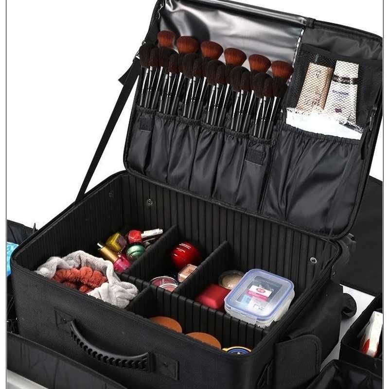 Makeup Bag Cosmetic Suitcase Large Size Storage Trolley Case Multilayer Embroidered Travel Luggage Beauty Manicure Carry On Bag Z250905