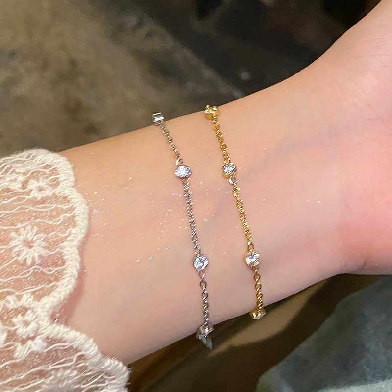 Real Gold Plated Zircon Bracelet Simple Versatile Fashionable Elegant High-end Women's Jewelry