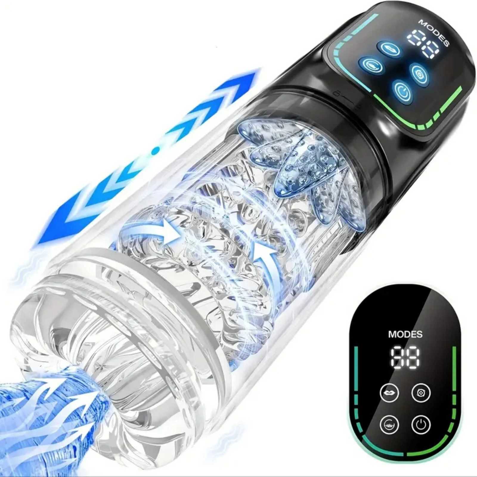 Automatic Sucking Licking Male Masturbator 7 Thrusting Rotation LCD Vacuum Penis Pump Real Pocket Pussy Stroker Blowjob Sex ToysXJ250905