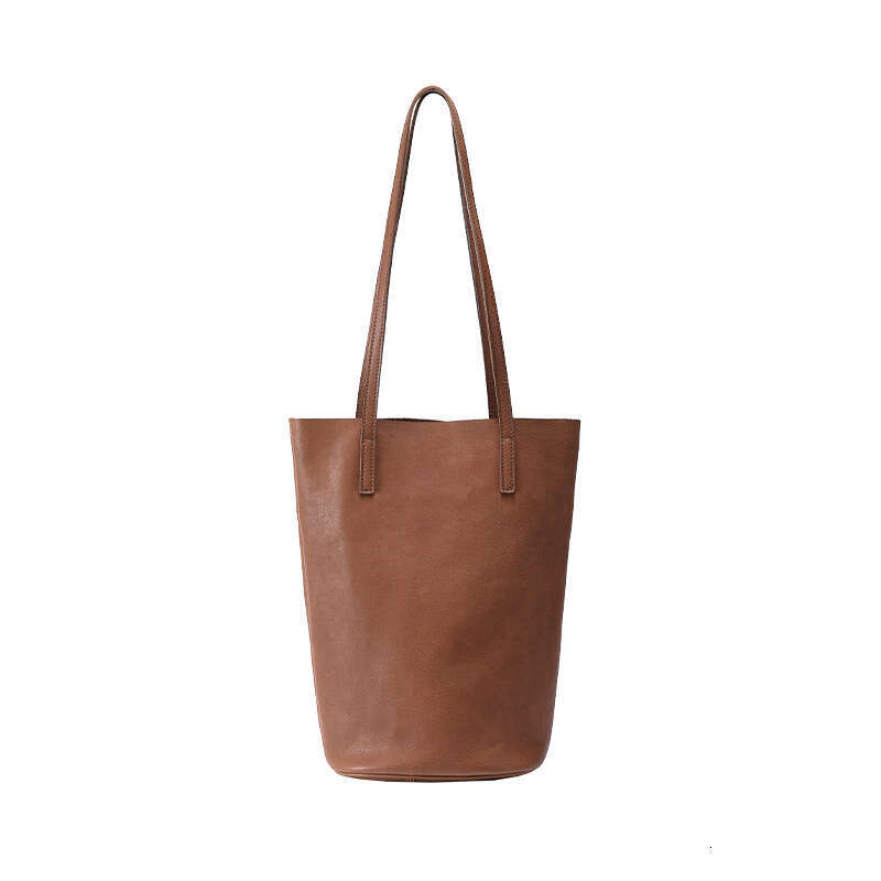 Qiu Zhen Lazy Encounter Bucket for Women Genuine Leather Underarm Single Shoulder Commuter Top Layer Vegetable Tanned Cowhide Women's Bag