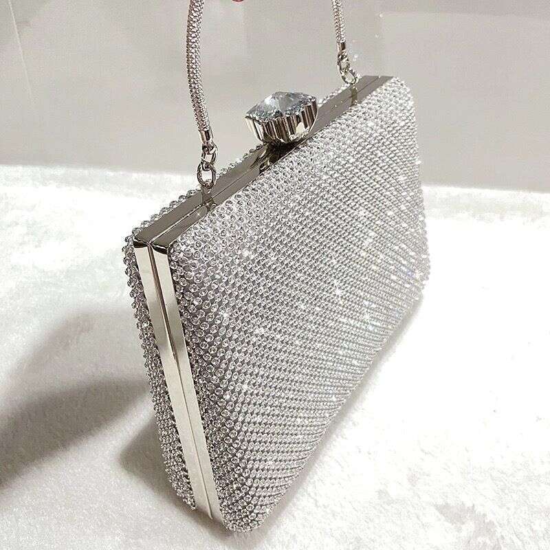 New Square Water Dia Handheld Dress Crossbody Women's Single Shoulder Evening Bag