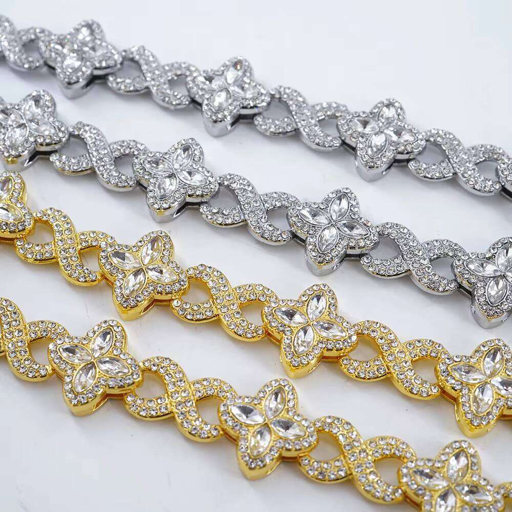 Cheapest Price Custom Iced Out Dia Rapper Men Jewelry Hip Hop Rhinestone Clover Cuban Bracelet for Women