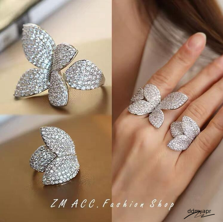 2021 Top Selling Wedding Rings Sweet Cut Jewelry Sterling Sier Pave White Sapphire CZ Dia Gemstones Party Open Ddmydec Adjustable Flower Women Band Ri