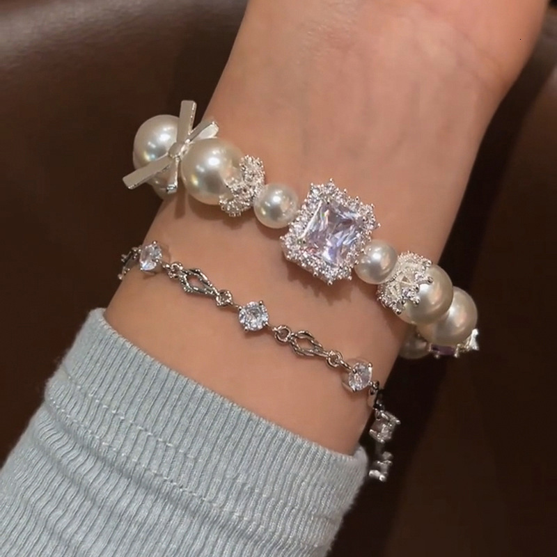 Pearl Zircon Heart Beaded Exquisite Elegant Bracelet Versatile Niche High-end Feel Women's Jewelry