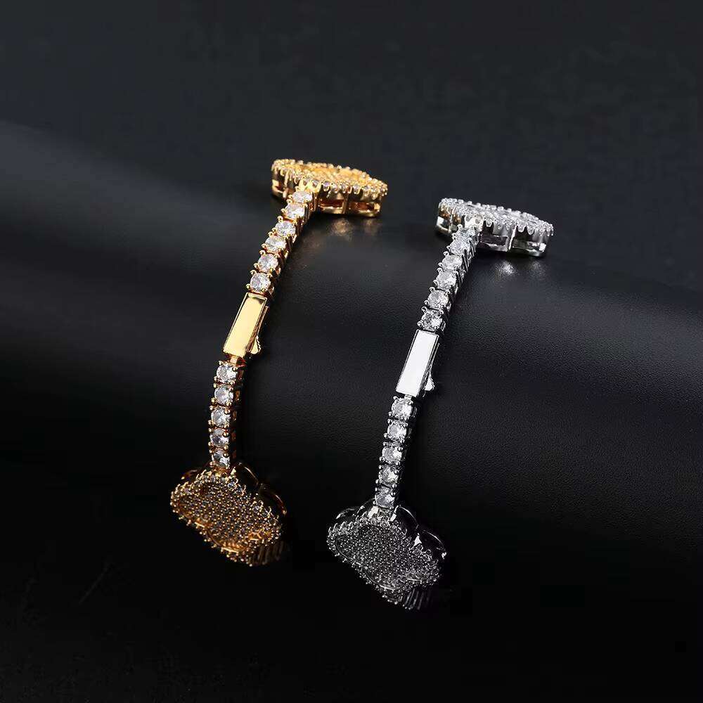 Hip Hop Jewelry Fine Four Leaf Clover Chain for Women/Girls Gold Plated VVS Moissanite Dia Tennis Bracelet