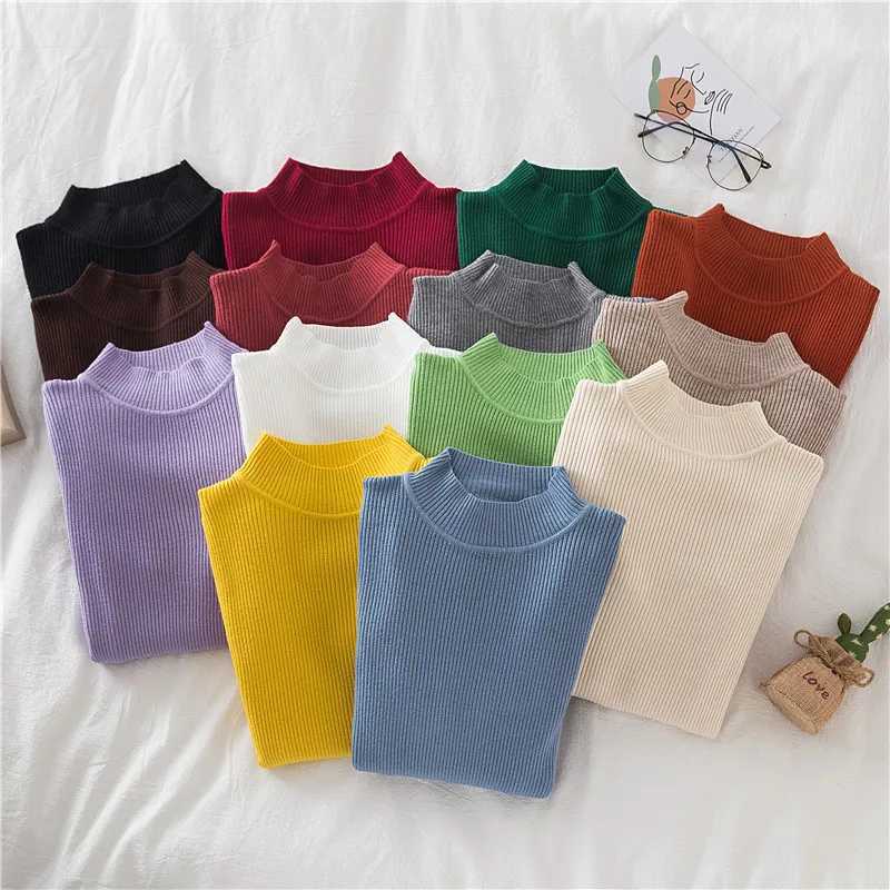Turtleneck Sweater Women Knitted Soft Pullovers cashmere Jumpers Basic Solid Soft Sweaters Women Autumn Winter Casual Top Z250905