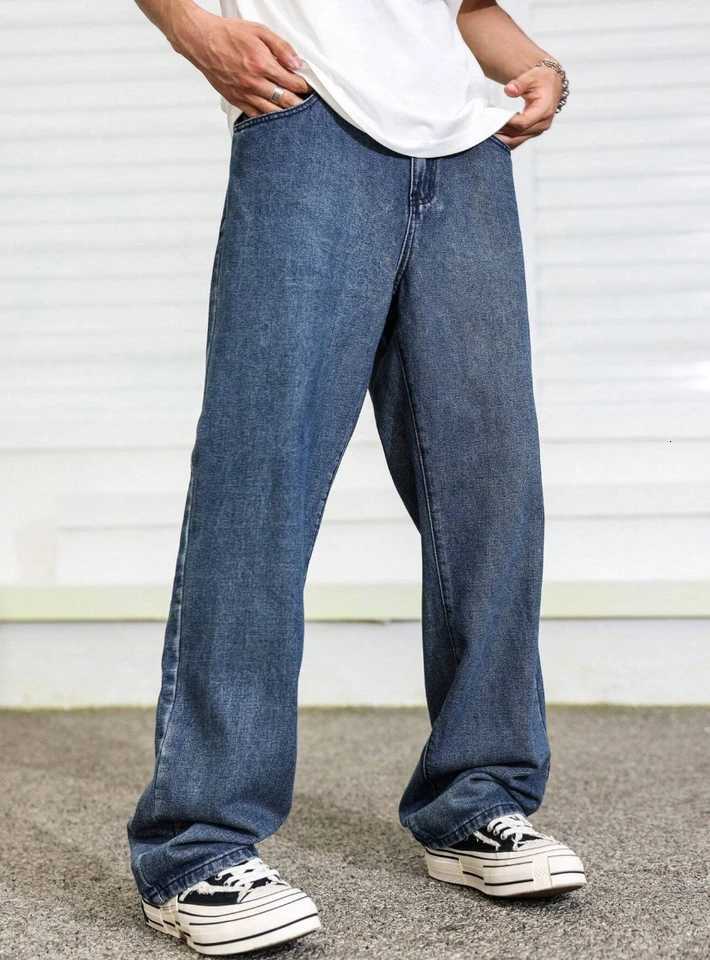 Mens Relaxed Fit Straight Leg Jeans Everyday Comfort for Lounging at Home to Quick Errands W250905